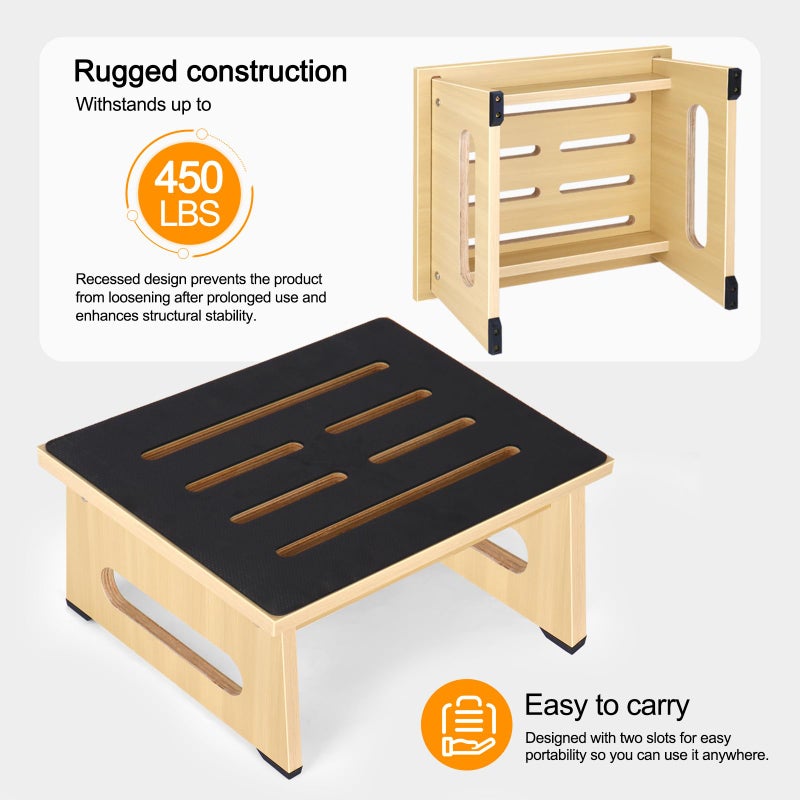 RayLove One Step Stool for Adults Seniors with Non-Slip Rubber Stepping Feet, Heavy Duty Platform Step Stools, 6.9 in Portable Bed Steps for High Beds for Bathroom, Bedroom, Kitchen & Kids Bedside Support - Image 4