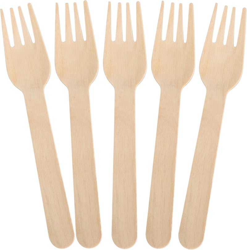 LotFancy Wide range usage design Disposable Wooden Forks, 100 Pcs, 6.2inch Compostable Biodegradable Eco-Friendly, Great for Camping Picnics Dinner, Party Supplies Wide daily application - Image 1