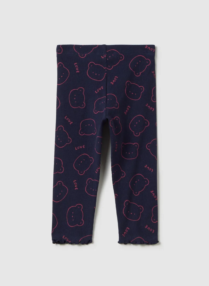 Ovs GIRLS' BLUE STRETCH COTTON LEGGINGS