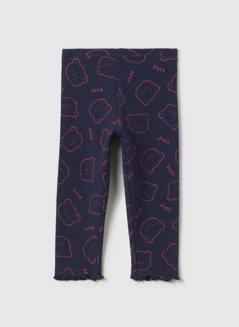 Ovs GIRLS' BLUE STRETCH COTTON LEGGINGS