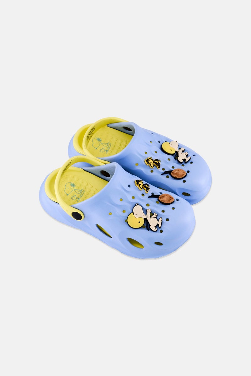 Peanuts Kids Boy Snoopy And Woodstock Slingback Clogs, Light Blue - Image 4