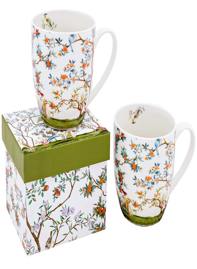 ALYC Fine China Mugs Bird and Branch Chinoiserie Coffee Mugs Flower Tea Cup Crafted in Elegance Shape Perfect for Dishwasher &Microwave Safe (Elegant Mug 12 OZ pack of 2) - Image 1