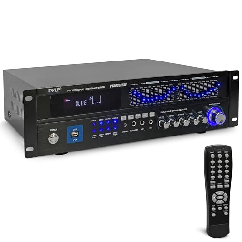 Pyle Bluetooth Hybrid Home Amplifier - 6-Channel 2000W Rack Mount Power Amplifier Receiver w/ Radio - Dual 10 Band EQ, Karaoke Microphone x2, USB, RCA, COAX, OPT, DVD Inputs, HiDef Input and Output - Image 2