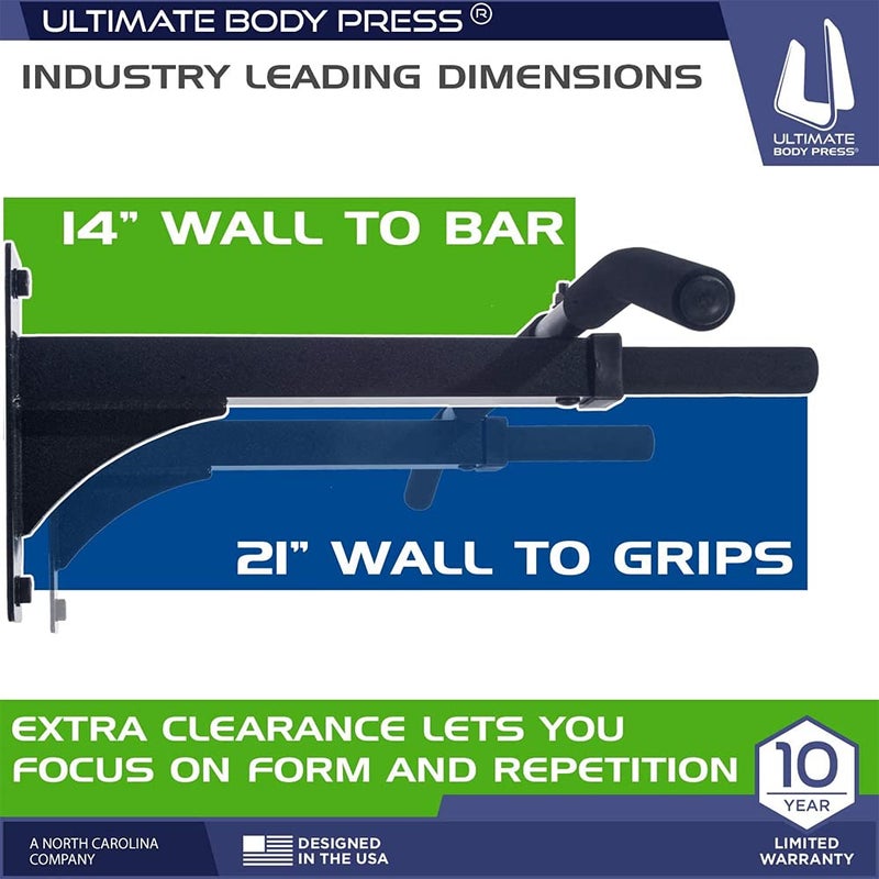 Ultimate Body Press Wall Mount Pull Up Bar with 4 Grip Positions and Upgraded Design for 2019 - Image 2