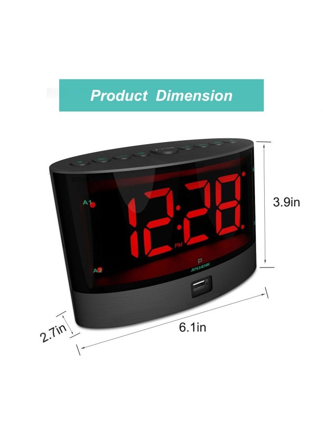 ANJANK - Extra Loud Alarm Clock With Wireless Bed Shaker Vibrating Dual Alarm For Heavy Sleepers Deaf And Hearing-Impaired Adjustable Volume Dimmer Wake Up Mode Usb Charger Port - Image 1