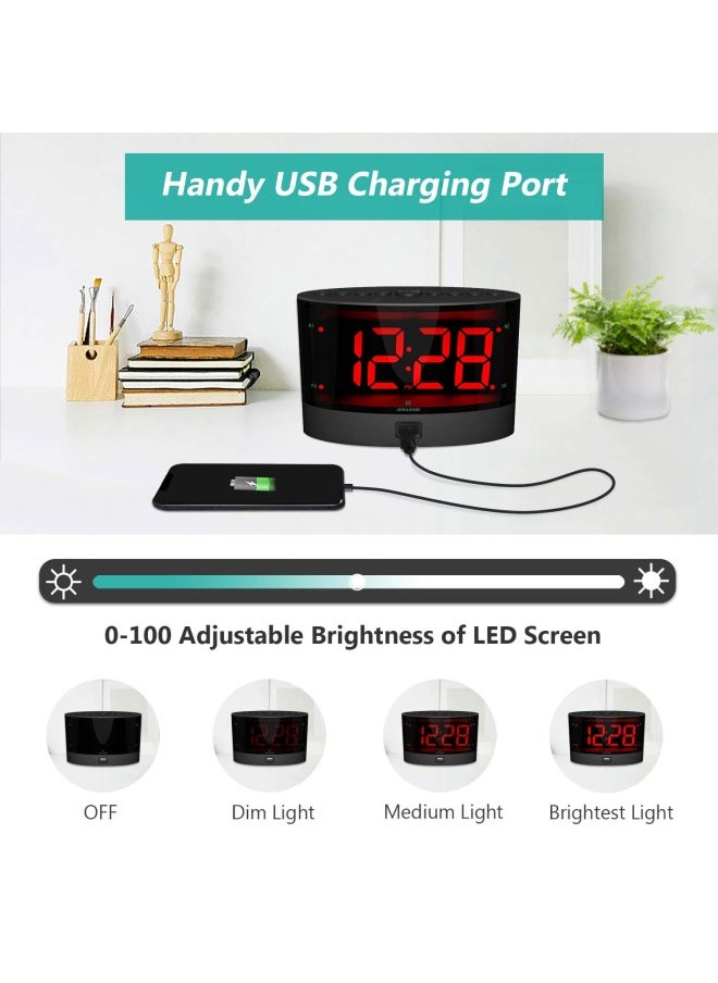 ANJANK - Extra Loud Alarm Clock With Wireless Bed Shaker Vibrating Dual Alarm For Heavy Sleepers Deaf And Hearing-Impaired Adjustable Volume Dimmer Wake Up Mode Usb Charger Port - Image 1