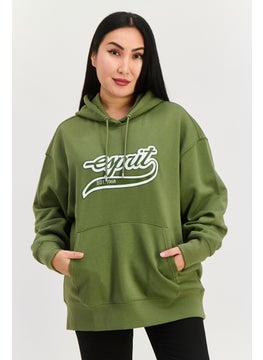 ESPRIT Women Brand Logo Long Sleeves Hoodie, Olive  - Image 1