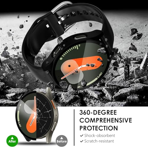 FULLIFE 2-Pack Compatible with Samsung Galaxy Watch 7 Screen Protector 40mm/44mm Accessories for Men Women, Durable Case with Tempered Glass HD Full Protective Cover for Galaxy Watch 7 Case - Image 3