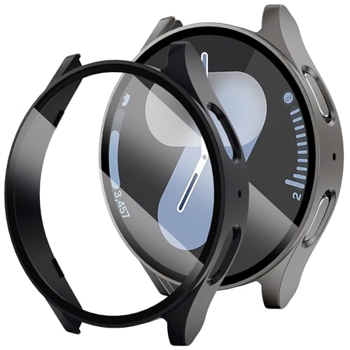 FULLIFE 2-Pack Compatible with Samsung Galaxy Watch 7 Screen Protector 40mm/44mm Accessories for Men Women, Durable Case with Tempered Glass HD Full Protective Cover for Galaxy Watch 7 Case - Image 1