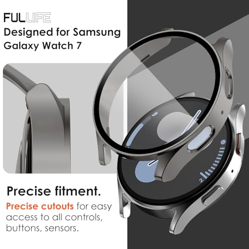 FULLIFE 2-Pack Compatible with Samsung Galaxy Watch 7 Screen Protector 40mm/44mm Accessories for Men Women, Durable Case with Tempered Glass HD Full Protective Cover for Galaxy Watch 7 Case - Image 5