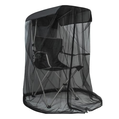 Emsiok 63" H Mosquito Net Cover for Canopy Chair, Bug Barrier Mosquitos Mesh Tent Black Chair Mosquito Netting with Zipper Opening 35"X32" Waterproof Roof for Fishing Camping Chairs Outdoors, Excluding Chair - Image 1