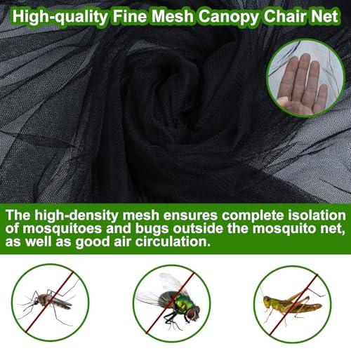 Emsiok 63" H Mosquito Net Cover for Canopy Chair, Bug Barrier Mosquitos Mesh Tent Black Chair Mosquito Netting with Zipper Opening 35"X32" Waterproof Roof for Fishing Camping Chairs Outdoors, Excluding Chair - Image 3