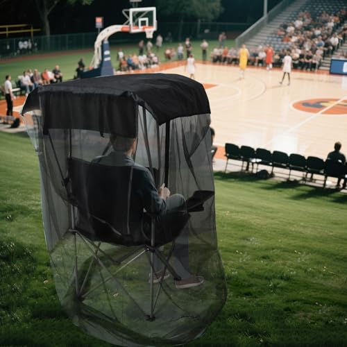 Emsiok 63" H Mosquito Net Cover for Canopy Chair, Bug Barrier Mosquitos Mesh Tent Black Chair Mosquito Netting with Zipper Opening 35"X32" Waterproof Roof for Fishing Camping Chairs Outdoors, Excluding Chair - Image 5