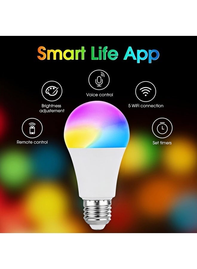 لوريت مصباح LED ذكي E27 قوة 9 واط تحكم بلوتوث عن بعد عبر تطبيق Tuya 16 مليون لون متغير 800 لومن عبوة 4 قطع للاستخدام اليومي والمنزل والهدية - Image 5