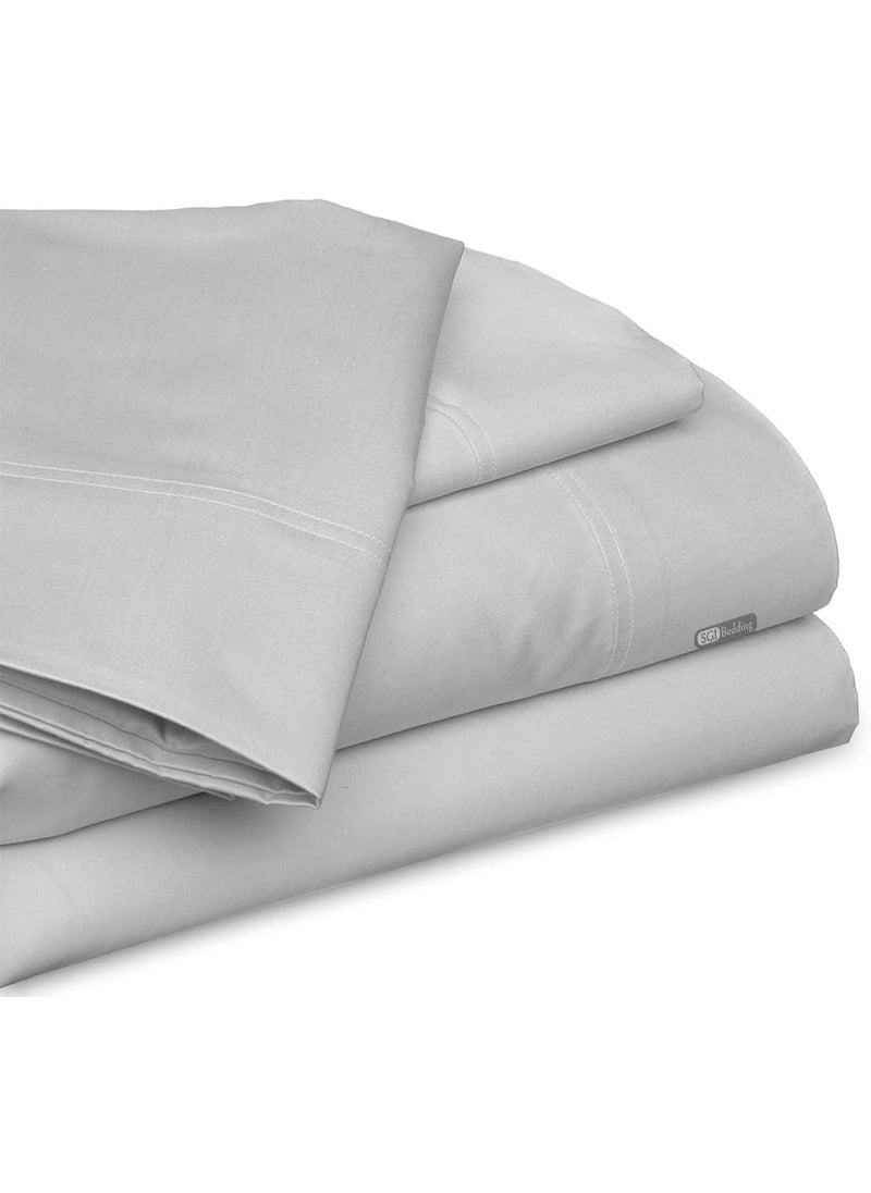 SGI bedding SGI Bedding Luxury 4 Piece Texas King Sheet Set 80W x98 L 100 Egyptian Cotton Sheet  600 Thread Count 15 Inch Deep Pocket Sateen Weave Long Staple Breathable Soft and Premium Cotton  Light Gray 