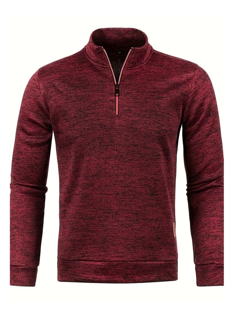 NIBEMINENT Autumn And Winter Men's Neckline Zipper Sweater Sleeve Light Fleece Stylish Top Sweater Coat - Image 1