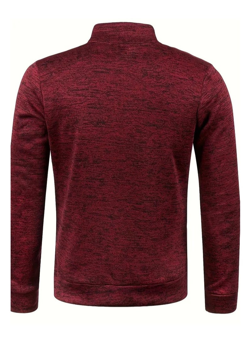 NIBEMINENT Autumn And Winter Men's Neckline Zipper Sweater Sleeve Light Fleece Stylish Top Sweater Coat - Image 3