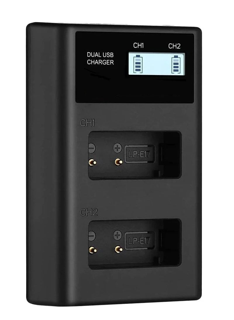 بيستون شاحن LCD ذكي بفتحتين لكاميرات كانون LP-E17 - Image 2