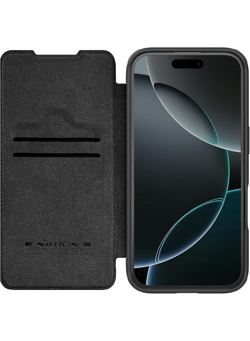 Nillkin Qin Prop Leather Series Cover Case Designed For Apple iPhone 16 Pro Max - Black - Image 4