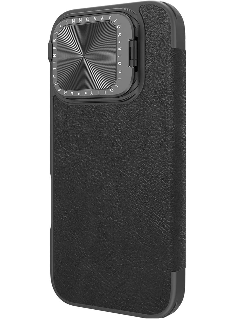 Nillkin Qin Prop Leather Series Cover Case Designed For Apple iPhone 16 Pro Max - Black - Image 3