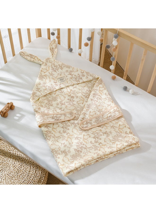 Baby Four-layer Cotton Gauze Blanket Spring And Summer Newborn Baby Blanket Baby Blanket Single Long Ear Hooded Newborn Blanket