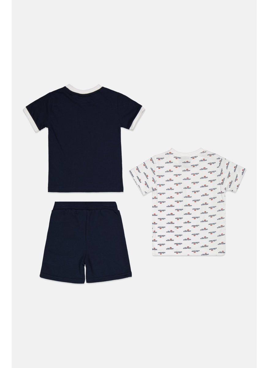 Ellesse - Kids Boy 3 Pcs Brand Logo Tee And Shorts Set, Navy - Image 1
