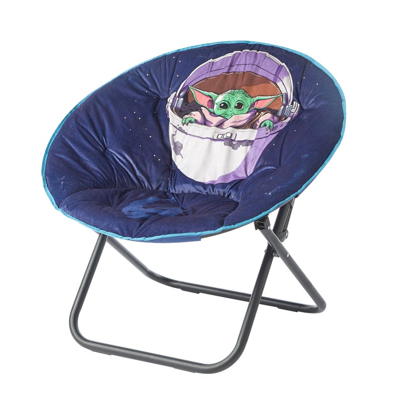 Idea Nuova Star Wars The Mandalorian Grogu Plush Folding Saucer Chair with 32 Folding and Metal Frame for KidsTeensAdults