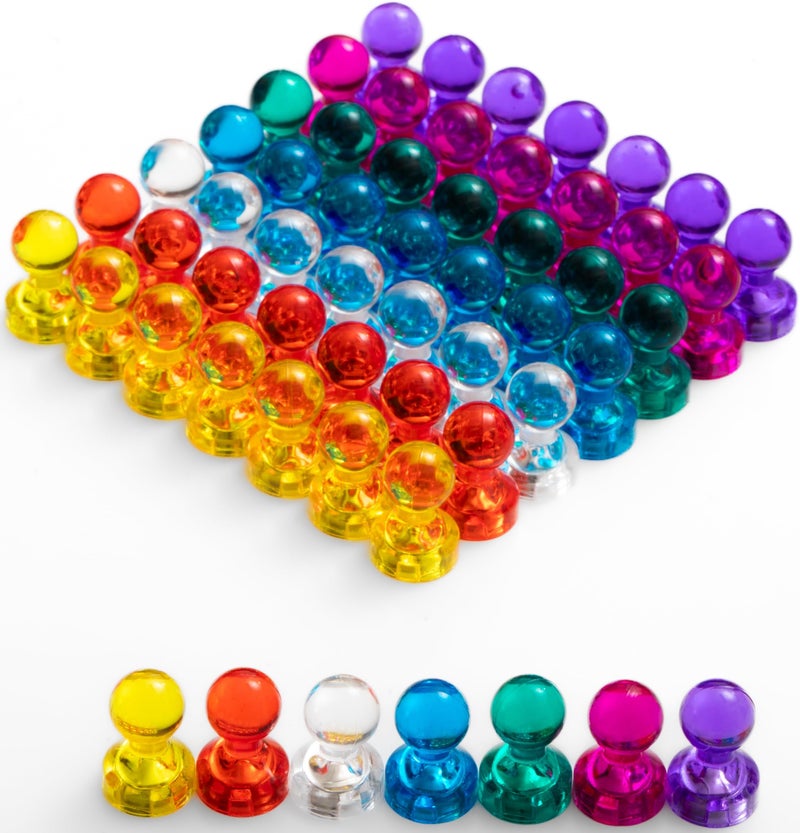 Products4Future 56 Colorful Magnets for Whiteboard 7 Assorted Color Strong Push Pin Magnets Perfect Magnetic Push Pins to use as Refrigerator Magnets Whiteboard Magnet Classroom Magnet - Image 1