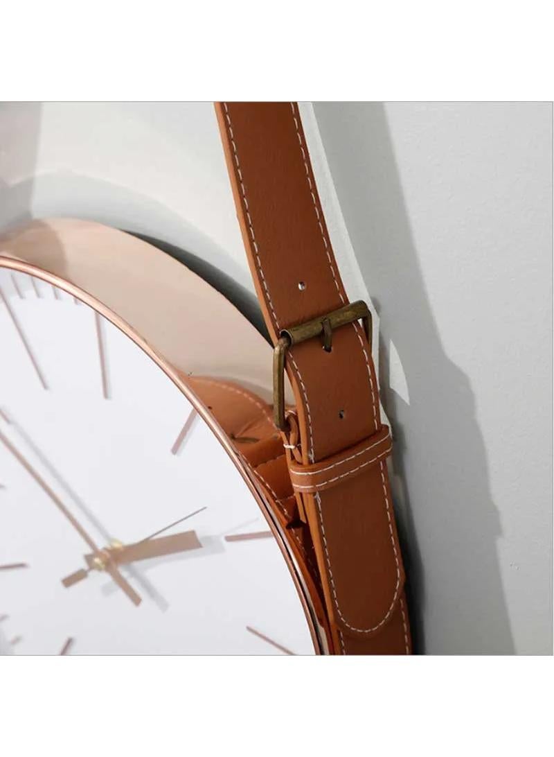 12 Inch Round Plastic Decorate Wall Clock with leather belt clock  - Image 2