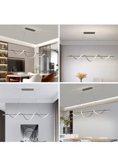 YATAI LIGHTING Modern LED Chandelier Dining Room Island, Wave Shape 120cm Long Grey Classic Chandelier Light for Kitchen and Dining Room Table, Acrylic Adjustable Color Temperature Chandelier Lamp  - Image 2