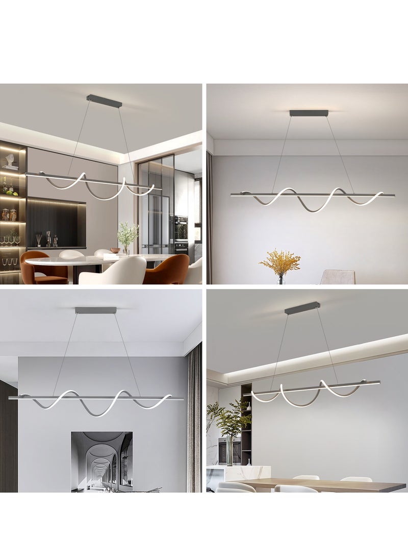YATAI LIGHTING Modern LED Chandelier Dining Room Island, Wave Shape 120cm Long Grey Classic Chandelier Light for Kitchen and Dining Room Table, Acrylic Adjustable Color Temperature Chandelier Lamp  - Image 2