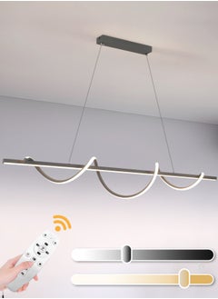 YATAI LIGHTING Modern LED Chandelier Dining Room Island, Wave Shape 120cm Long Grey Classic Chandelier Light for Kitchen and Dining Room Table, Acrylic Adjustable Color Temperature Chandelier Lamp  - Image 1