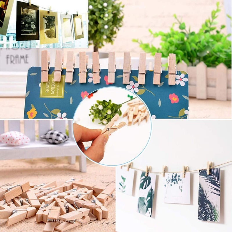 ecofynd 30 pcs Mini Natural Wood Pin for Photos Wooden Small Photo Clips Mini Close Pins for Pictures Display Artwork Little Baby Shower CS3002 30 Pieces Jute Rope Natural Clips - Image 5
