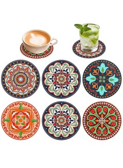 KASTWAVE Silicone Drink Coasters Set 9cm Round Non-slip Coasters 3D Texture Coasters Rubber Coffee Mug Pad Decorative Cup Coasters Retro Style Coasters Tea Cup Mat for Hot and Cold Drinks(6 Pcs)  - Image 1