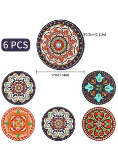 KASTWAVE Silicone Drink Coasters Set 9cm Round Non-slip Coasters 3D Texture Coasters Rubber Coffee Mug Pad Decorative Cup Coasters Retro Style Coasters Tea Cup Mat for Hot and Cold Drinks(6 Pcs)  - Image 4
