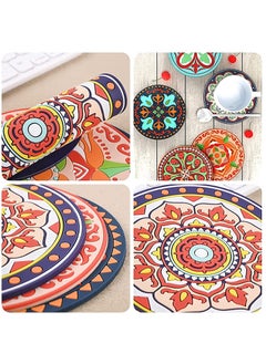 KASTWAVE Silicone Drink Coasters Set 9cm Round Non-slip Coasters 3D Texture Coasters Rubber Coffee Mug Pad Decorative Cup Coasters Retro Style Coasters Tea Cup Mat for Hot and Cold Drinks(6 Pcs)  - Image 3