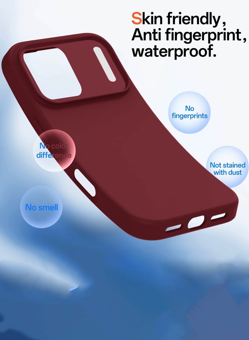 JAJEEK Apple iPhone 17 Pro 5G 2025 Soft Liquid Silicone Case Cover (MCRPSN) - Maroon - Image 3
