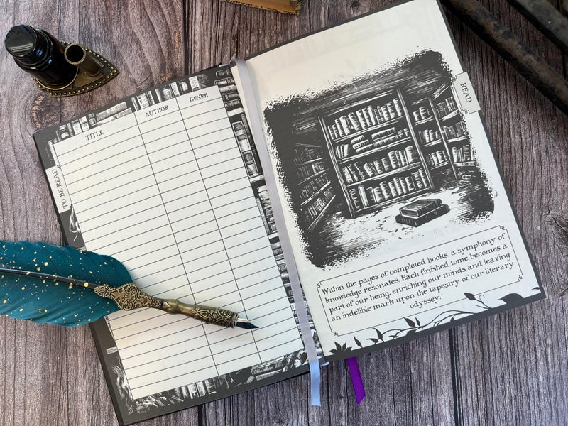 Conquest Journals Waiting for the Night Readers Journal, Gothic Inspired, Journaling for Reading, 150 Pages, 6'' x 8.5'', Lay-Flat Binding, 2 Ribbon Bookmarks & 1 Bookish Sticker Sheet, Gothcore Merch - Image 5