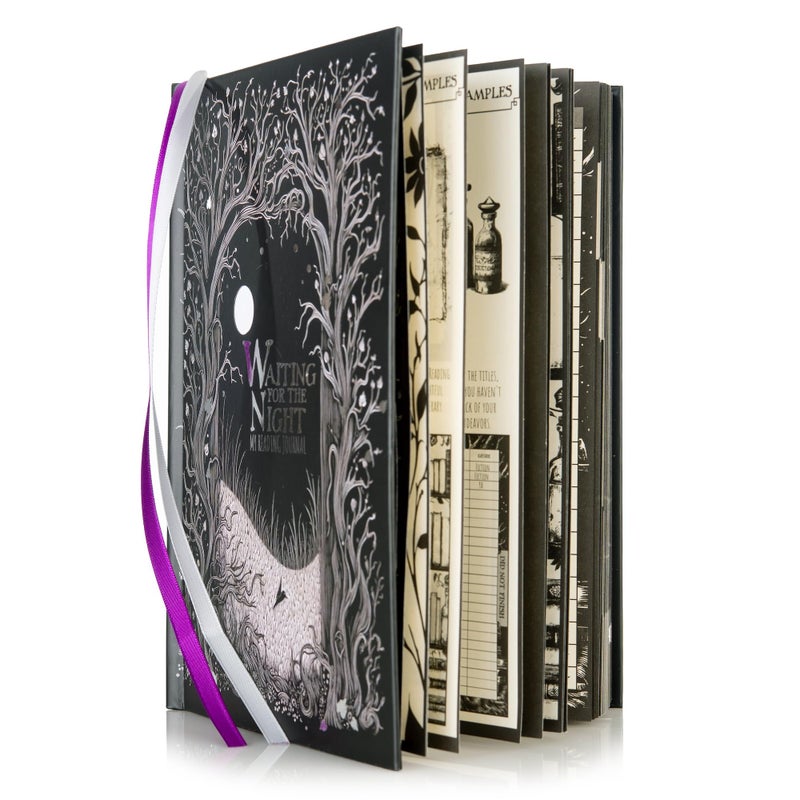 Conquest Journals Waiting for the Night Readers Journal, Gothic Inspired, Journaling for Reading, 150 Pages, 6'' x 8.5'', Lay-Flat Binding, 2 Ribbon Bookmarks & 1 Bookish Sticker Sheet, Gothcore Merch - Image 2