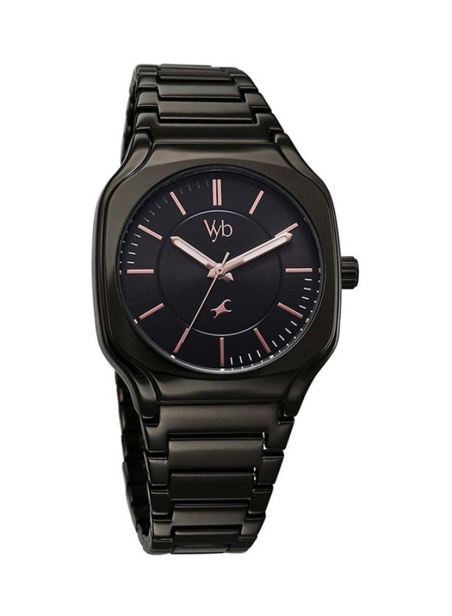 fastrack ساعة فايب مافريك من فاستراك بقرص أسود وحزام معدني للرجال - Image 1