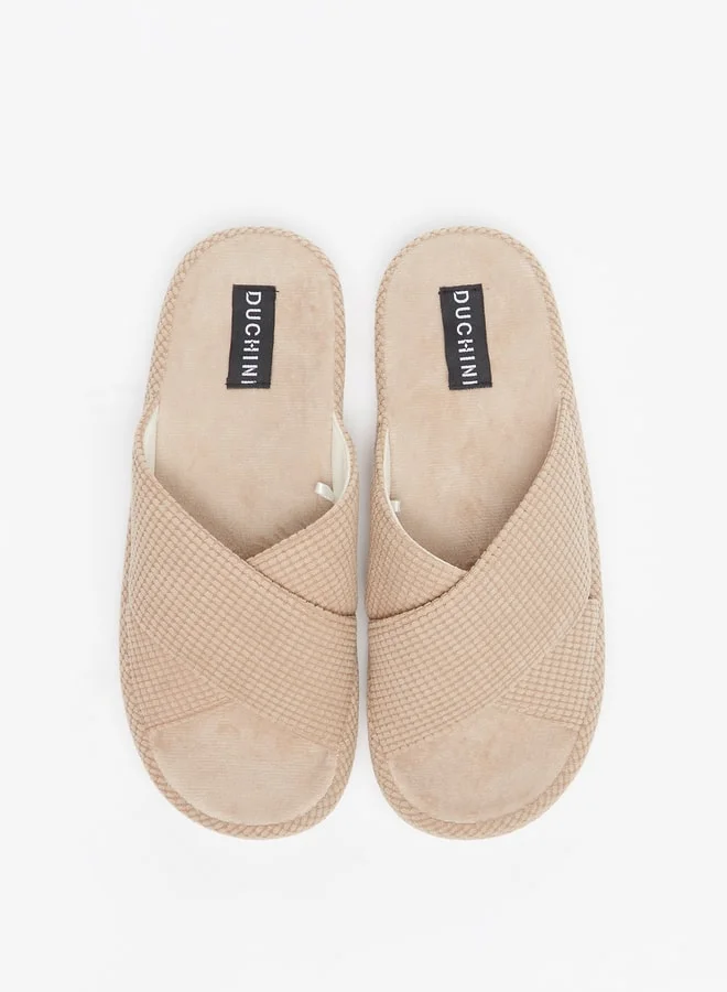 DUCHINI Men Textured Bedroom Slide Slippers