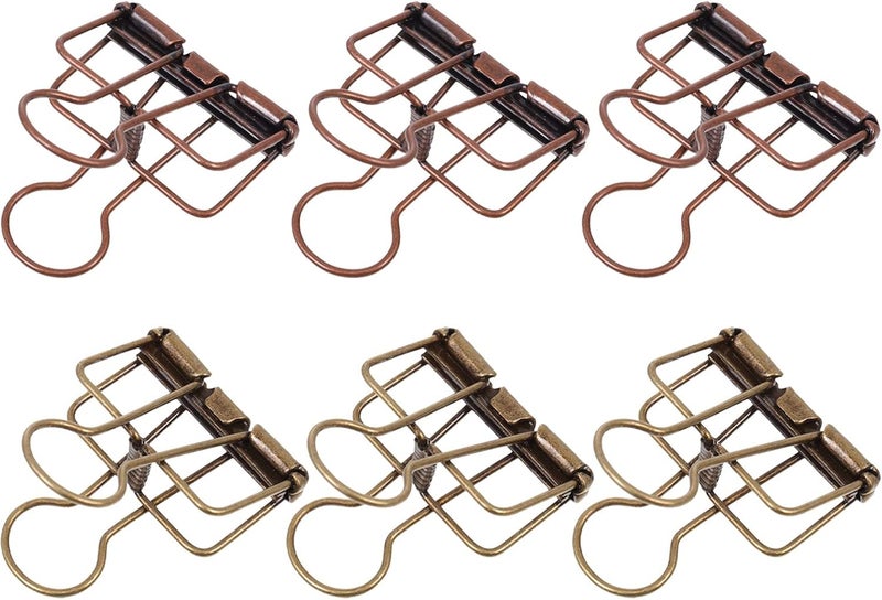 NUOBESTY Scrapbook Binder 6 Pcs Metal Wire Binder Clips Hollow Out Paper Binder Clip Invoice Bill Clamps Paper Organizer for Office School Accessories Files Documents Tickets Office Binders - Image 1