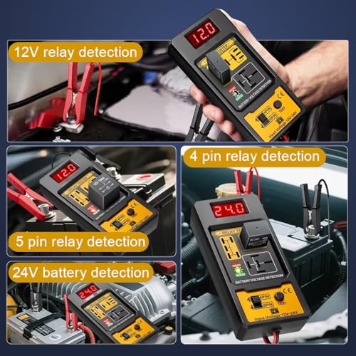 STHIRA® 12V/24V Car Battery Tester 4/5-Pin Relay Tester with LED Indicator Battery Troubleshooting Device Battery Analyzer Universal Vehicle Battery Tester for Motorcycle, Car, Trucks, Boat, RV - Image 3