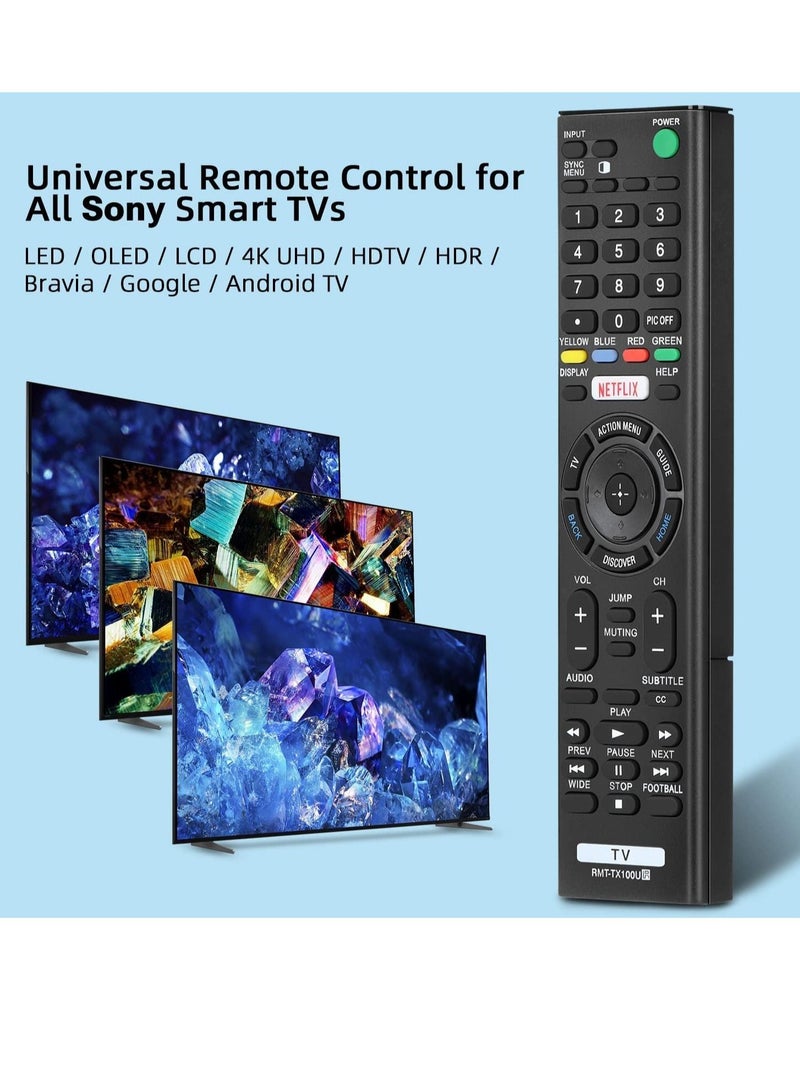 جهاز تحكم عن بعد عالمي RMT-TX100U بديل لجهاز تحكم تلفاز سوني - لجميع تلفزيونات سوني LCD LED UHD HDTV برافيا الذكية مع زر نتفليكس - Image 2