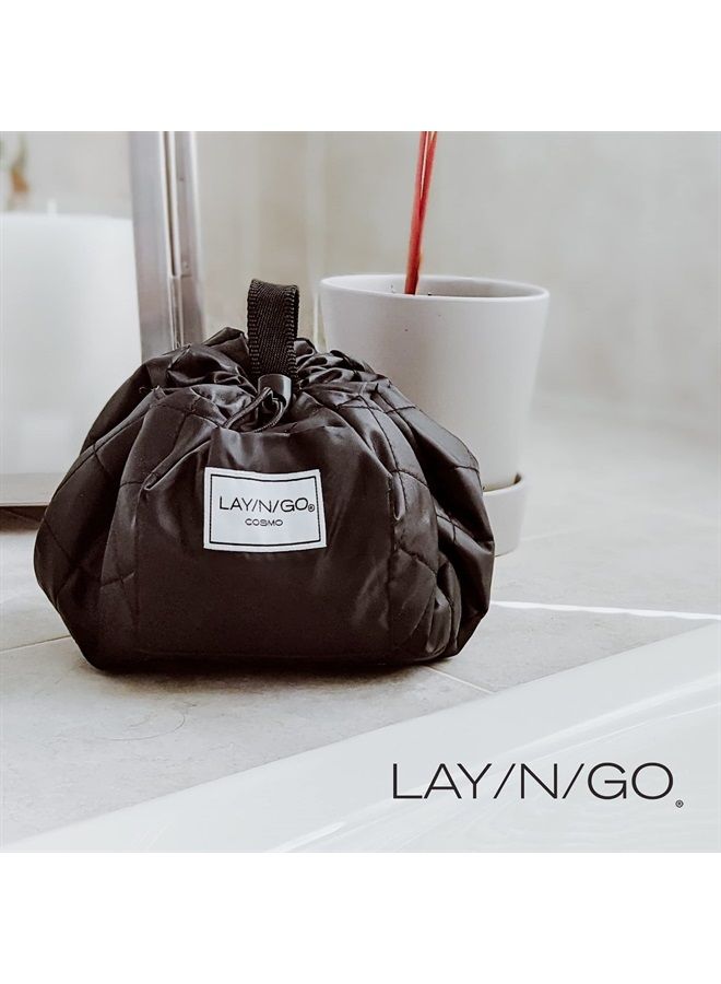 Lay-n-Go حقيبة كوزمو الصغيرة لتنظيم مستحضرات التجميل والمكياج، حقيبة أدوات الزينة للسفر والهدايا والاستخدام اليومي، 16 بوصة، أسود - Image 2