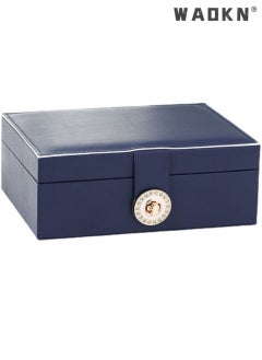 WAOKN Large-capacity Jewelry Storage Box Double-layer Jewelry Box, Women's Large Leather Jewelry Box with Two-layer Display, Suitable for Necklaces, Earrings, Bracelets and Rings (Dark Blue)  - Image 1