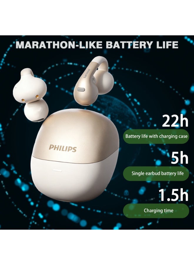 Philips TAQ2420, Earphone,True Open Ear Headphones,True Wireless Earbuds,Long Playtime, IP54 Water and Dust Proof with ANC,AI Call Noise Reduction,3D Surround Sound,Sterling Sound, Secure Fit and Comfort, For Sports, Work White white - Image 5