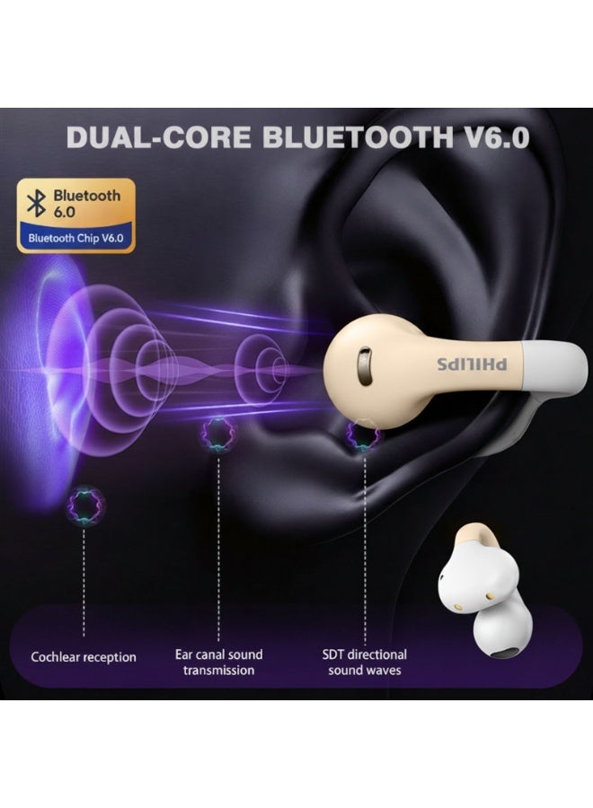 Philips TAQ2420, Earphone,True Open Ear Headphones,True Wireless Earbuds,Long Playtime, IP54 Water and Dust Proof with ANC,AI Call Noise Reduction,3D Surround Sound,Sterling Sound, Secure Fit and Comfort, For Sports, Work White white - Image 4