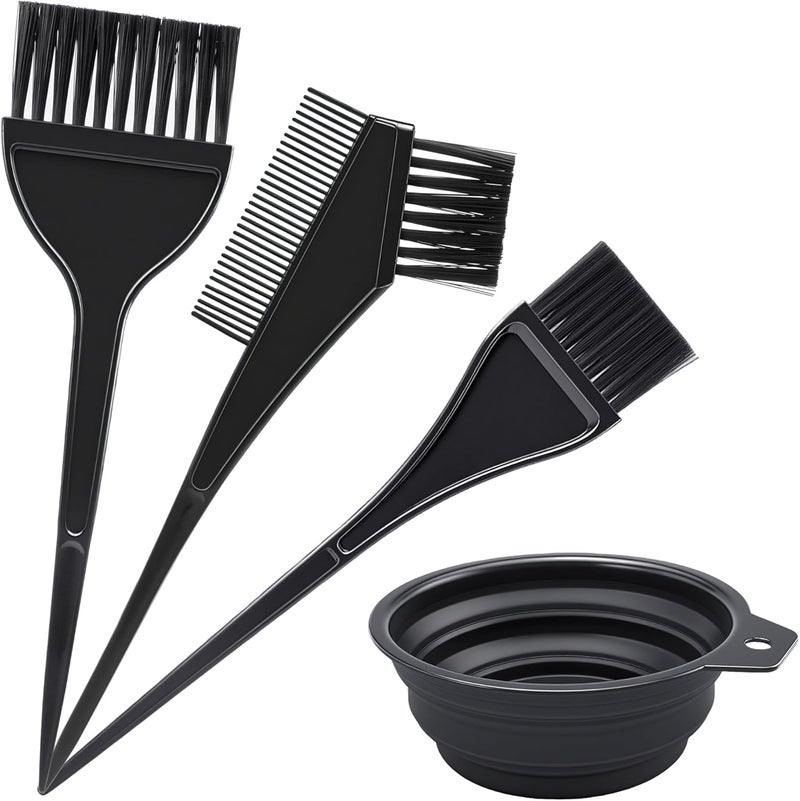 Quacc Hair Coloring Dyeing Kit, 4 PCS Hair Dye Brushes Tools Color Mixing Bowl and Brush for DIY Home Salon (Black) - Image 1