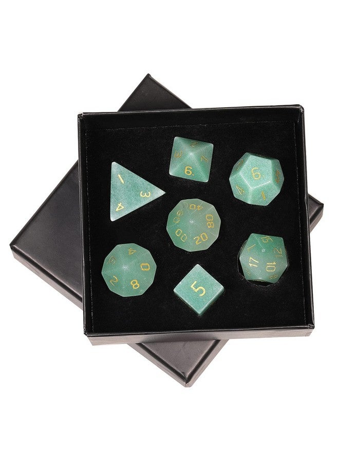 mookaitedecor 7 PCS Green Aventurine Crystal Polyhedral DND Dice Set, Polished Tumbled Stones Dices for RPG MTG Table Games Home Decoration - Image 1